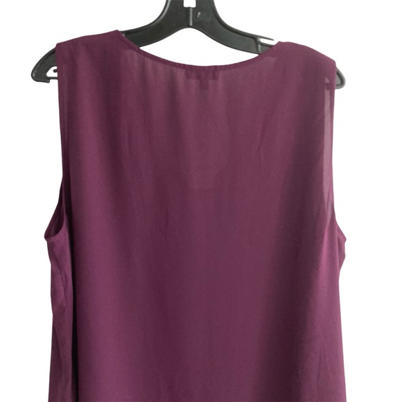 Laura | Semi-sheer Plum Sleeveless Top - Picture 9 of 10